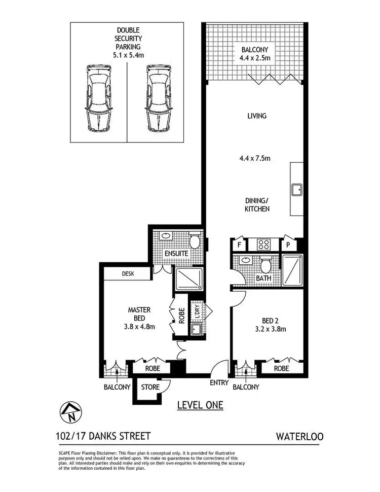 Floorplan of Homely apartment listing, 102/17-19 Danks Street, Waterloo NSW 2017