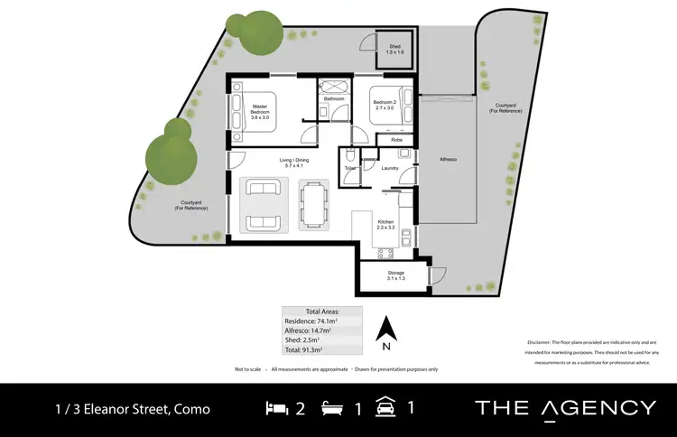 Floorplan of Homely villa listing, 1/3 Eleanor Street, Como WA 6152