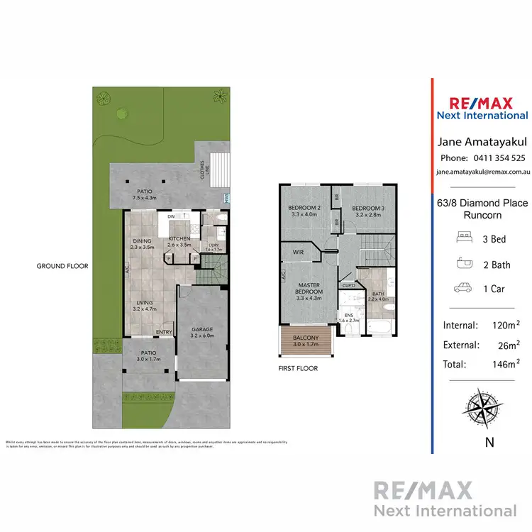 Floorplan of Homely townhouse listing, 63/8 Diamond Place, Runcorn QLD 4113