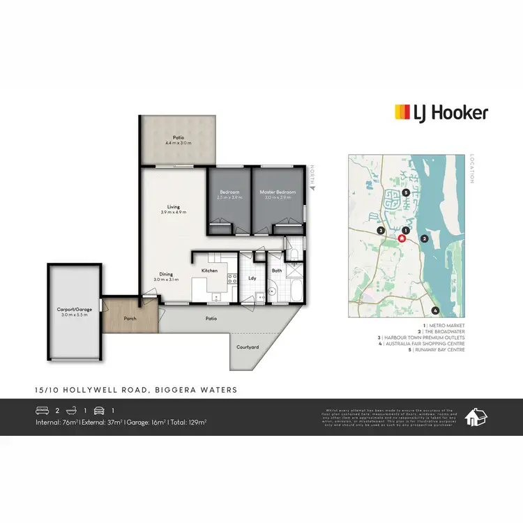 Floorplan of Homely semi-detached listing, 15/10 Hollywell Road, Biggera Waters QLD 4216