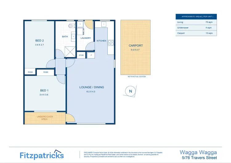 Floorplan of Homely unit listing, 5/76 Travers Street, Wagga Wagga NSW 2650