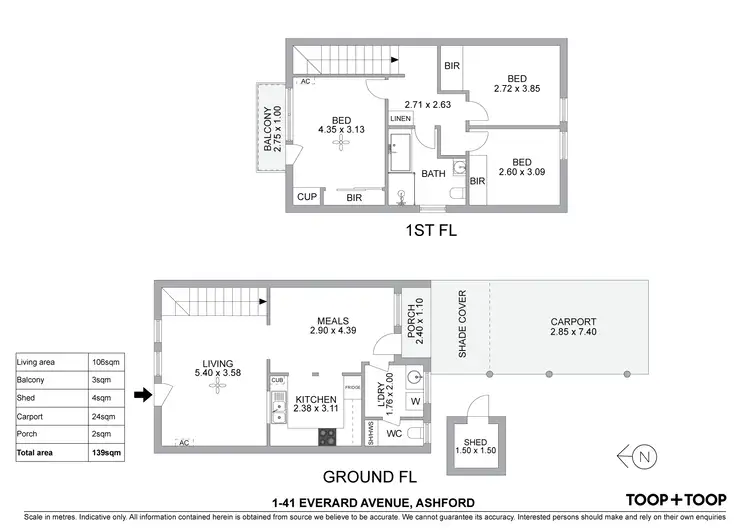 Floorplan of Homely townhouse listing, 1/41 Everard Avenue, Ashford SA 5035