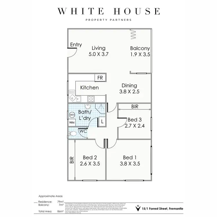 Floorplan of Homely apartment listing, 15/1 Forrest Street, Fremantle WA 6160