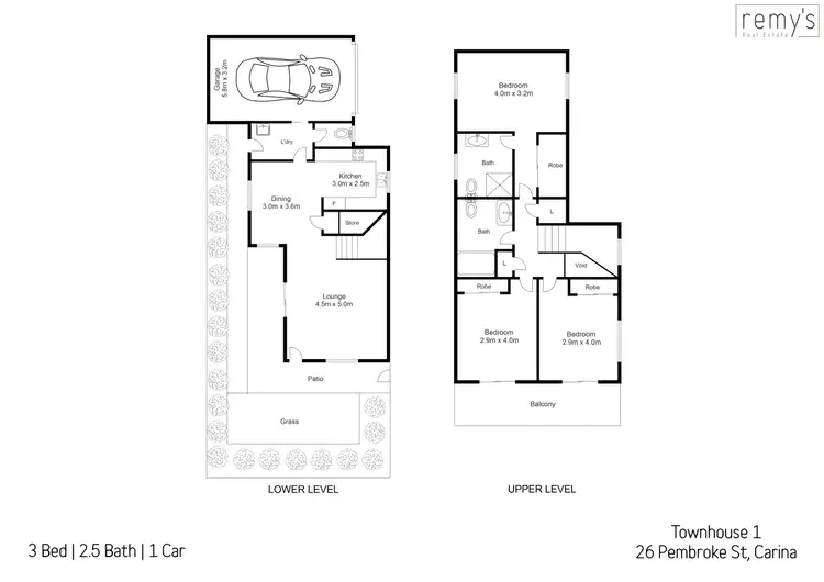 Floorplan of Homely townhouse listing, 1/26 Pembroke Street, Carina QLD 4152