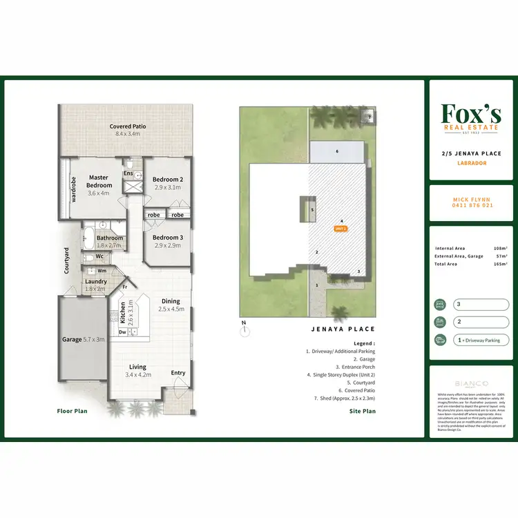 Floorplan of Homely semi-detached listing, 2/5 Jenaya Place, Labrador QLD 4215