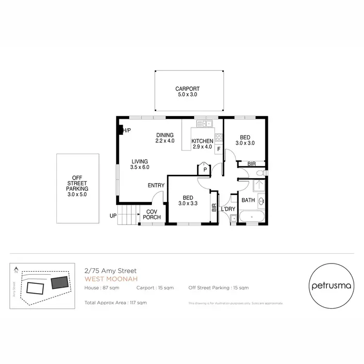 Floorplan of Homely villa listing, 2/75 Amy Street, West Moonah TAS 7009