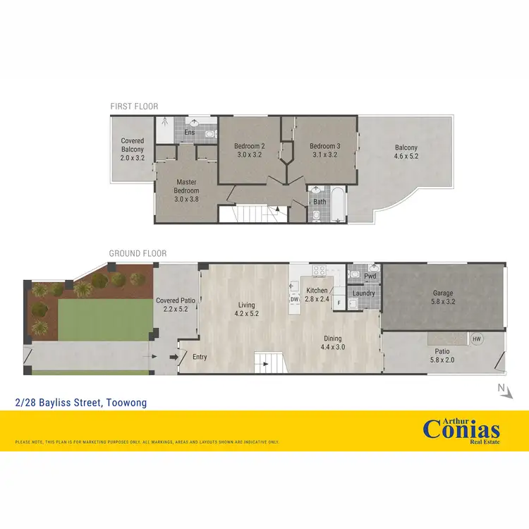 Floorplan of Homely townhouse listing, 2/28 Bayliss Street, Toowong QLD 4066