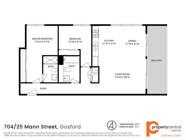 Floorplan of Homely apartment listing, 704/25 Mann Street, Gosford NSW 2250