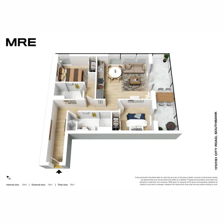 Floorplan of Homely apartment listing, 1707/61 City Road, Southbank VIC 3006