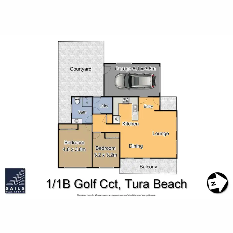 Floorplan of Homely unit listing, 1/1B Golf Circuit, Tura Beach NSW 2548
