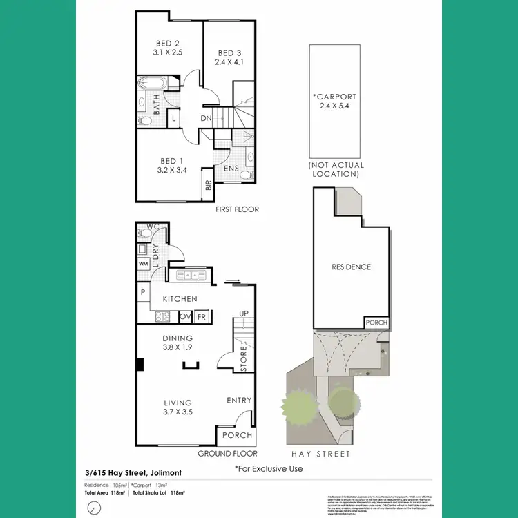 Floorplan of Homely townhouse listing, 3/615 Hay Street, Jolimont WA 6014