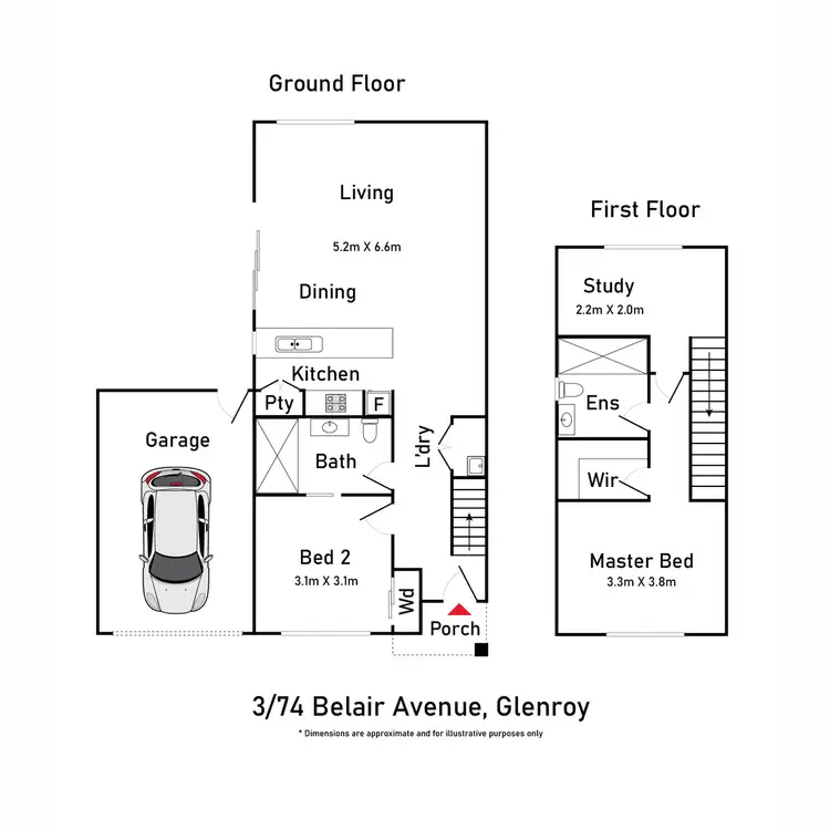 Floorplan of Homely townhouse listing, 3/74 Belair Avenue, Glenroy VIC 3046