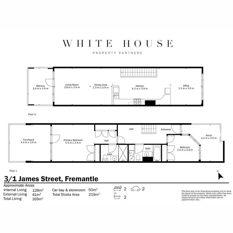 Floorplan of Homely townhouse listing, 3/1A James Street, Fremantle WA 6160