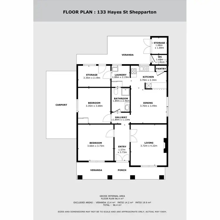 Floorplan of Homely house listing, 133 Hayes Street, Shepparton VIC 3630