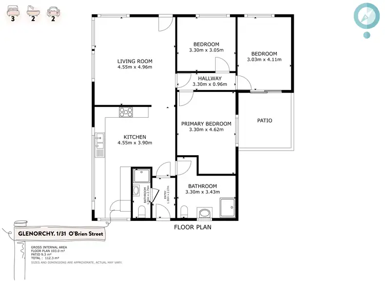 Floorplan of Homely unit listing, 1/31 O'Brien Street, Glenorchy TAS 7010