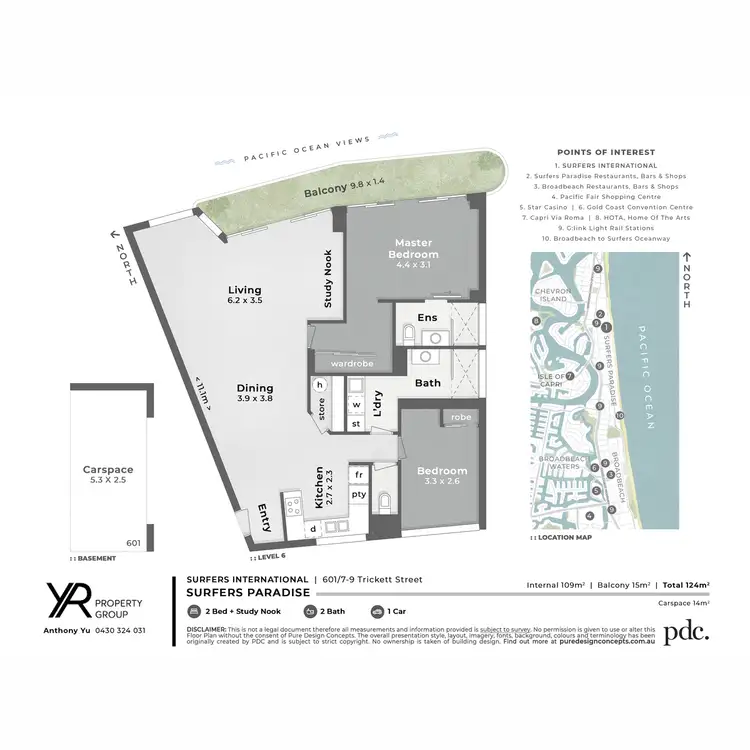 Floorplan of Homely apartment listing, 601/9 Trickett Street, Surfers Paradise QLD 4217