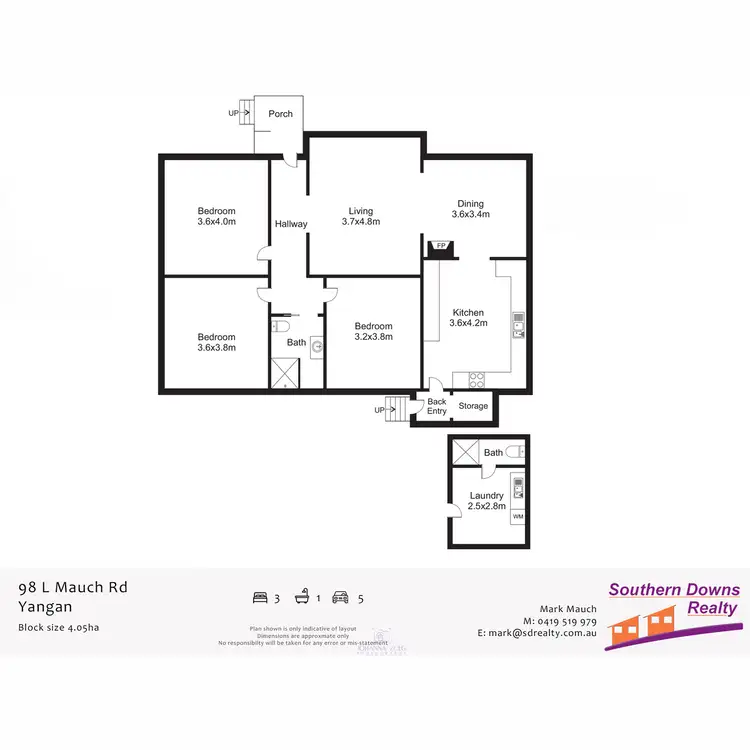 Floorplan of Homely rural property listing, 98 L Mauchs Road, Yangan QLD 4371