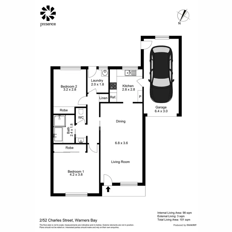 Floorplan of Homely unit listing, 2/52 Charles Street, Warners Bay NSW 2282