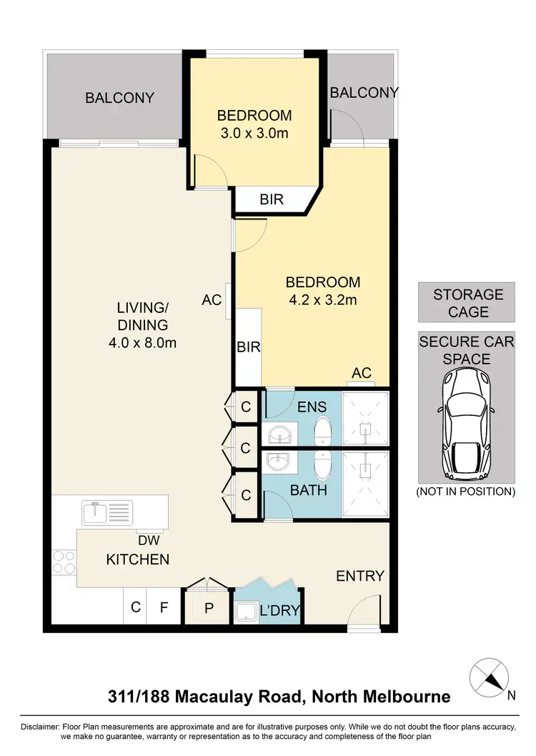Floorplan of Homely apartment listing, 311/188 Macaulay Road, North Melbourne VIC 3051