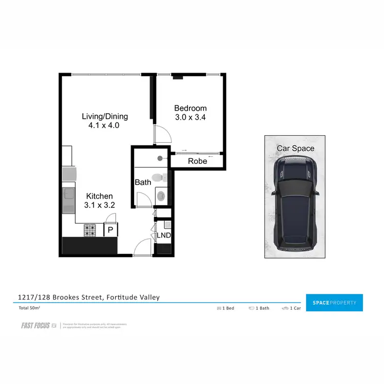 Floorplan of Homely apartment listing, 1217/128 Brookes Street, Fortitude Valley QLD 4006