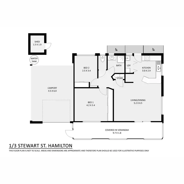 Floorplan of Homely unit listing, 1/3 Stewart Street, Hamilton VIC 3300