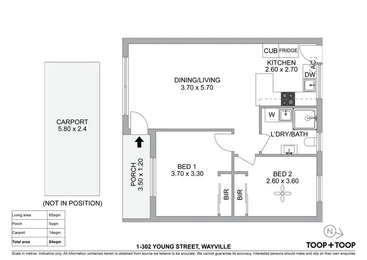 Floorplan of Homely unit listing, 1/302 Young Street, Wayville SA 5034