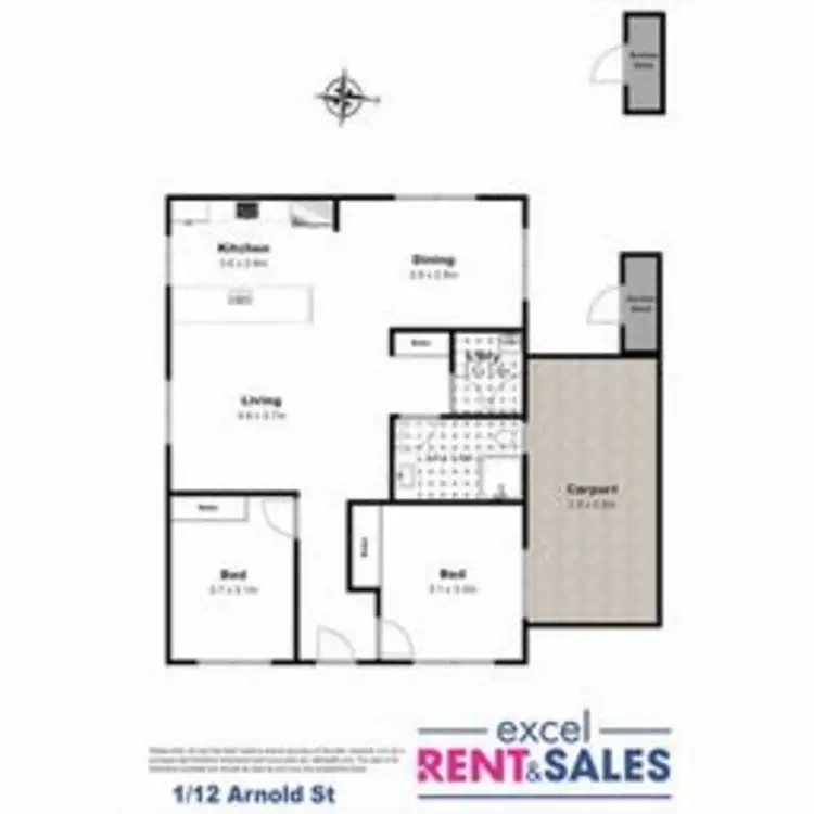 Floorplan of Homely unit listing, 1/12 Arnold Street, Allora QLD 4362