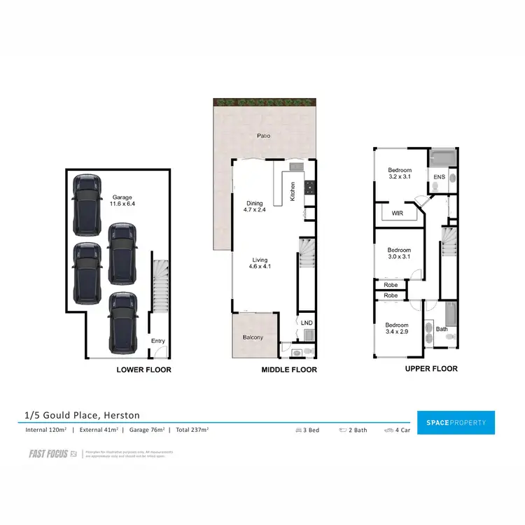 Floorplan of Homely townhouse listing, 1/5 Gould Place, Herston QLD 4006