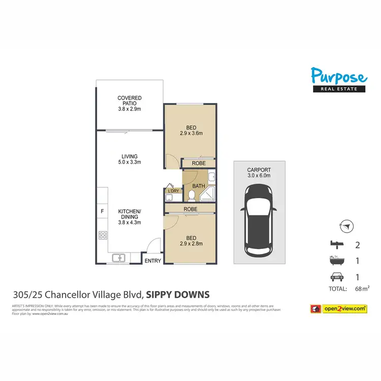 Floorplan of Homely apartment listing, 305/25 Chancellor Village Boulevarde, Sippy Downs QLD 4556