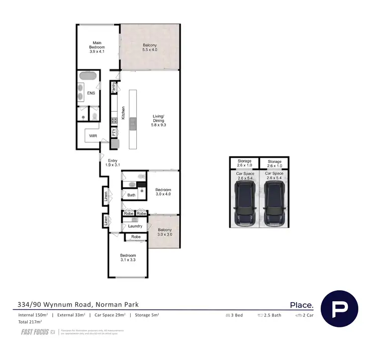 Floorplan of Homely unit listing, 334/90 Wynnum Road, Norman Park QLD 4170
