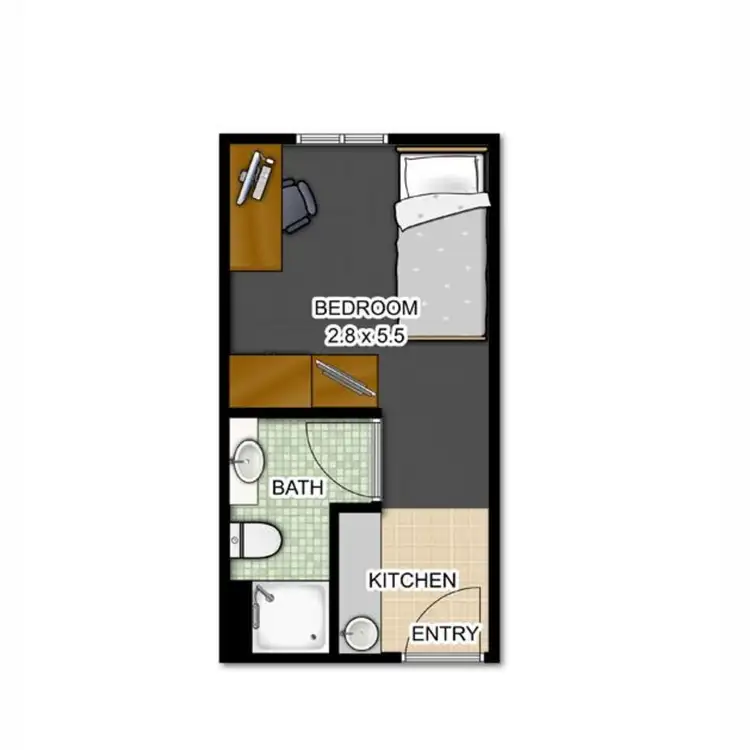 Floorplan of Homely studio listing, 1006/108 Margaret Street, Brisbane City QLD 4000