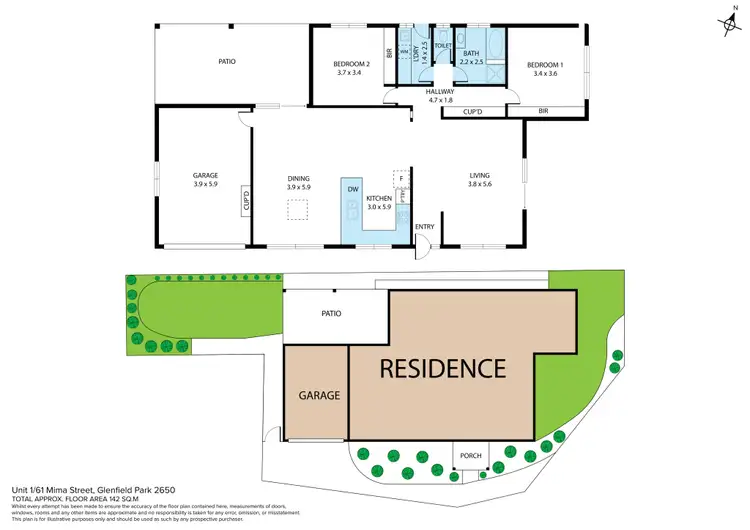 Floorplan of Homely villa listing, 1/61 Mima Street, Glenfield Park NSW 2650