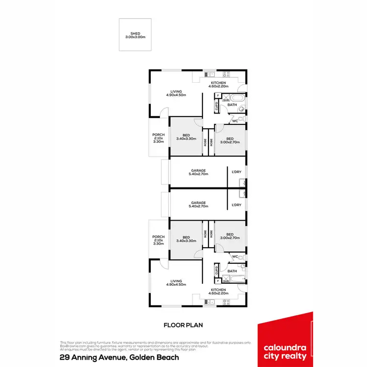 Floorplan of Homely semi-detached listing, 1/29 Anning Avenue, Golden Beach QLD 4551