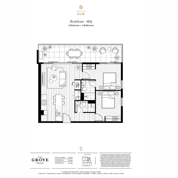 Floorplan of Homely apartment listing, 604/1 Olive York Way, Brunswick West VIC 3055
