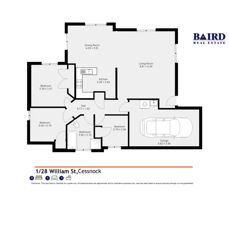 Floorplan of Homely unit listing, 1/28 William Street, Cessnock NSW 2325