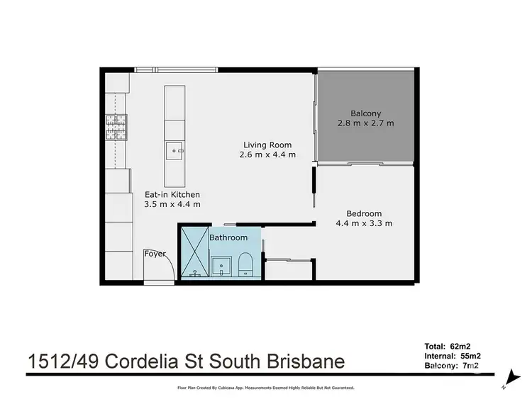Floorplan of Homely apartment listing, 1512/49 Cordelia Street, South Brisbane QLD 4101