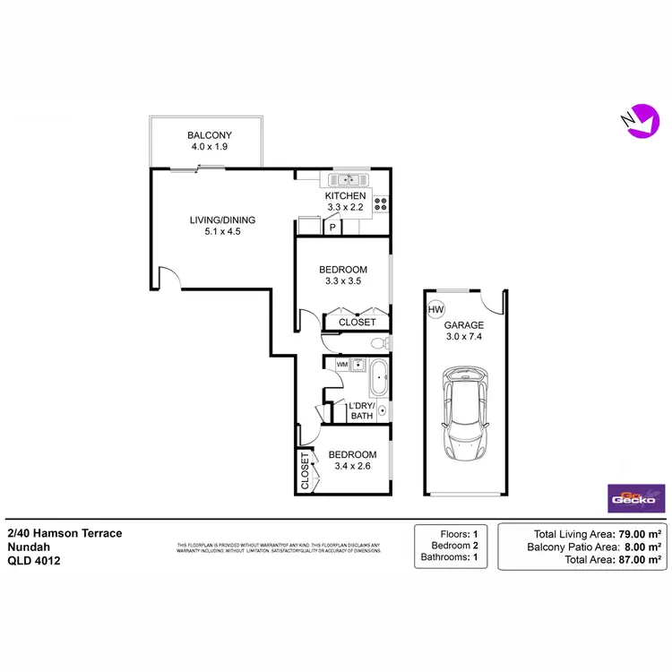 Floorplan of Homely unit listing, 2/40 Hamson Terrace, Nundah QLD 4012