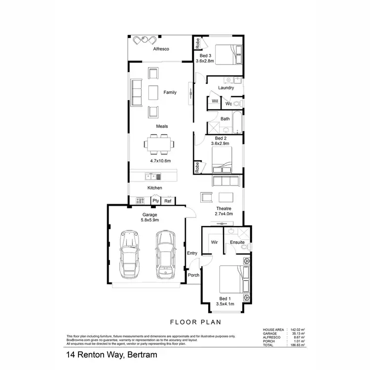 Floorplan of Homely house listing, 14 Renton Way, Bertram WA 6167