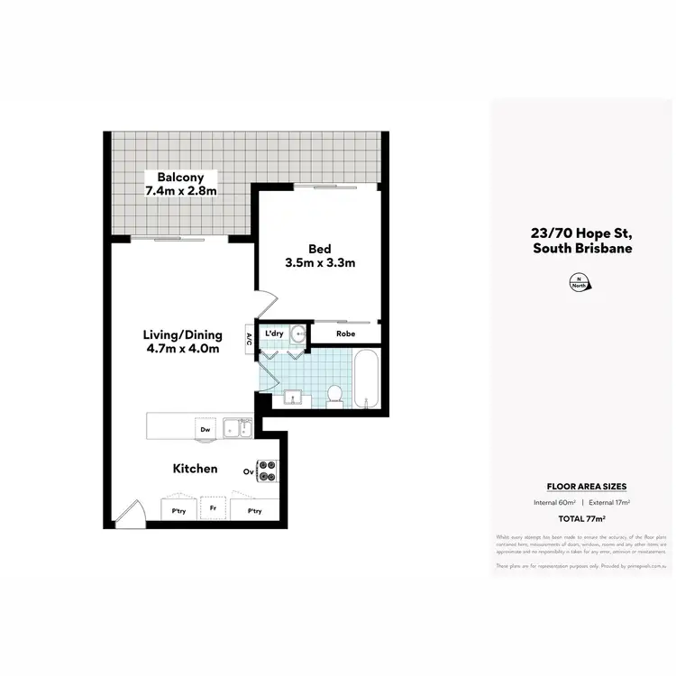 Floorplan of Homely apartment listing, 23/70 Hope Street, South Brisbane QLD 4101