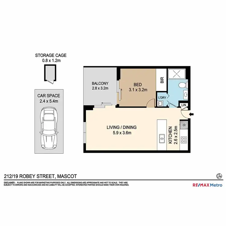 Floorplan of Homely apartment listing, 212/19 Robey Street, Mascot NSW 2020