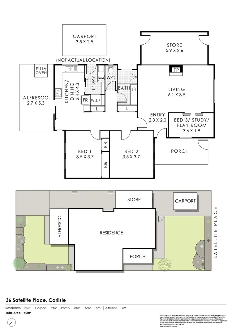 Floorplan of Homely semi-detached listing, 36 Satellite Place, Carlisle WA 6101