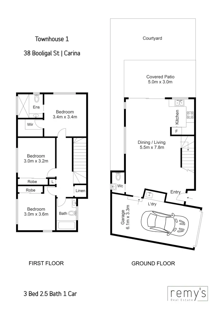 Floorplan of Homely townhouse listing, 1/38 Booligal Street, Carina QLD 4152