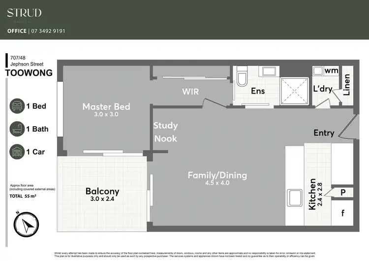 Floorplan of Homely unit listing, 707/48 Jephson Street, Toowong QLD 4066