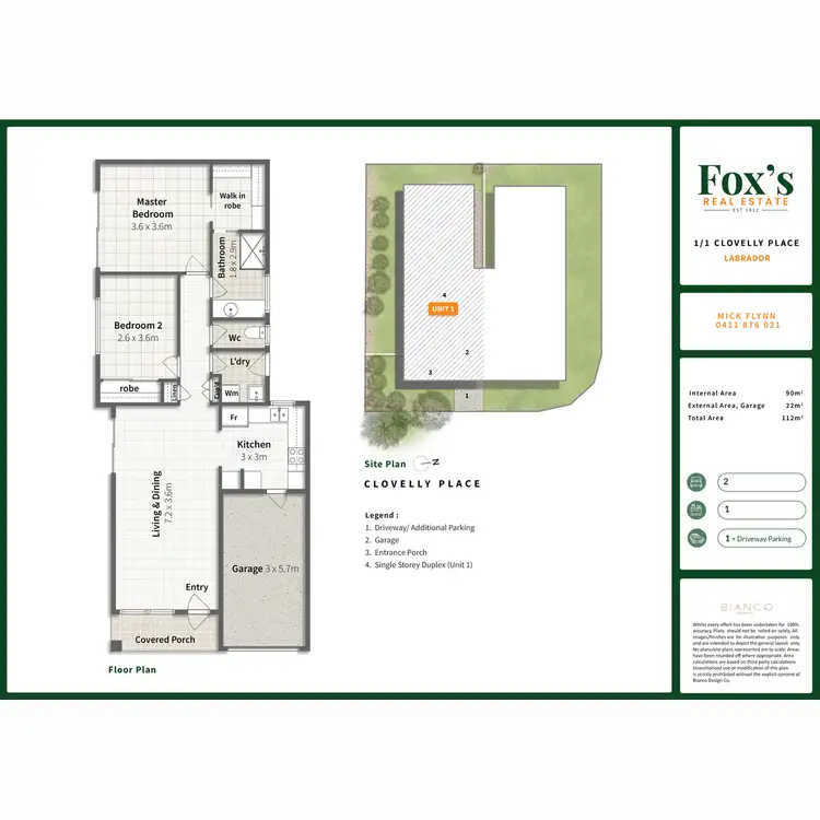 Floorplan of Homely semi-detached listing, 1/1 Clovelly Place, Labrador QLD 4215