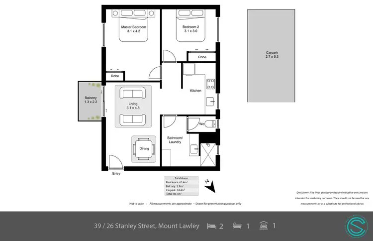 Floorplan of Homely apartment listing, 39/26 Stanley Street, Mount Lawley WA 6050