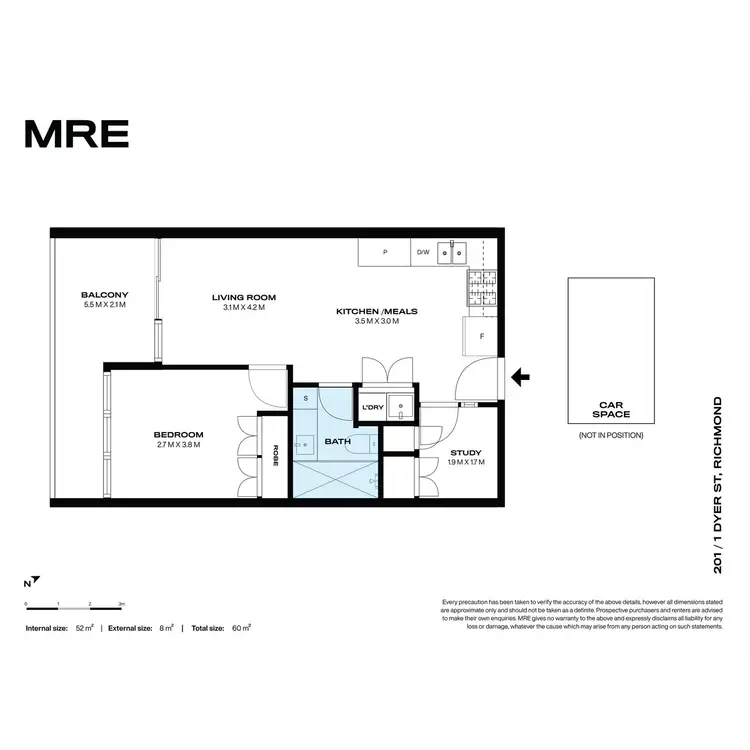 Floorplan of Homely apartment listing, 201/1 Dyer Street, Richmond VIC 3121