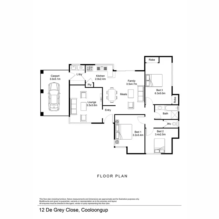 Floorplan of Homely house listing, 12 De Grey Close, Cooloongup WA 6168