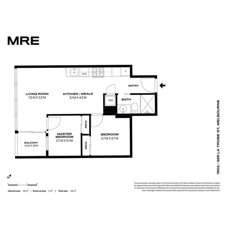 Floorplan of Homely apartment listing, 1502/285 La Trobe Street, Melbourne VIC 3000