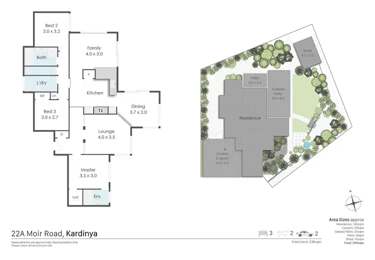 Floorplan of Homely semi-detached listing, 22A Moir Road, Kardinya WA 6163