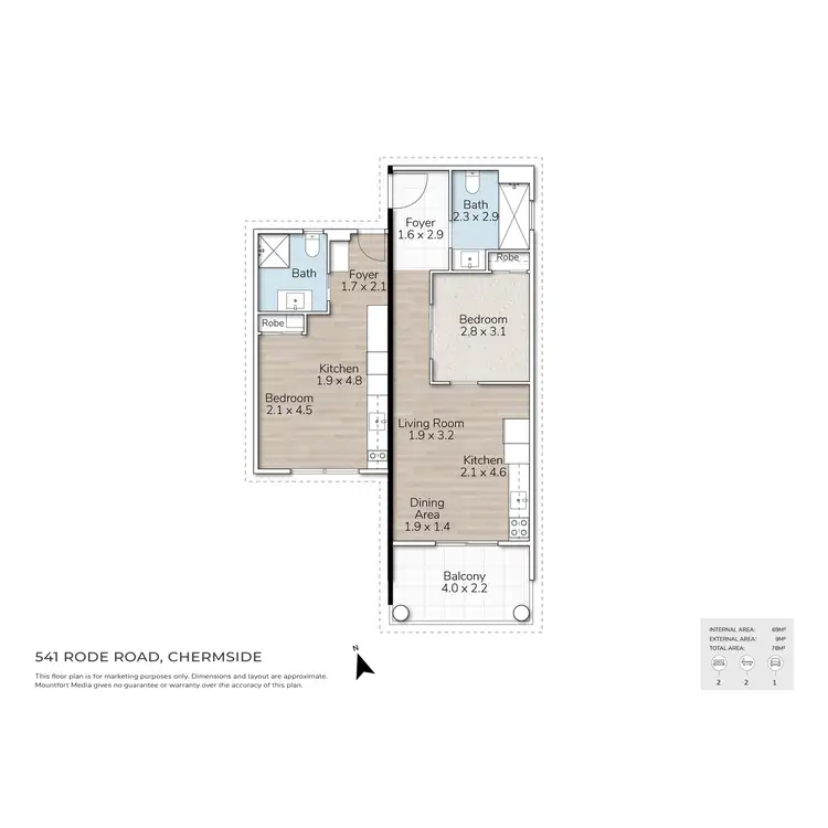 Floorplan of Homely unit listing, 406 & 407/541 Rode Road, Chermside QLD 4032